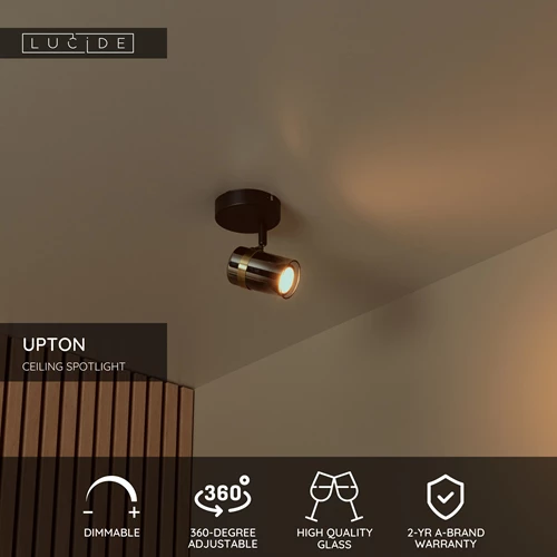 Lucide UPTON - Ceiling spotlight - 1xGU10 - Smoke Grey - USP